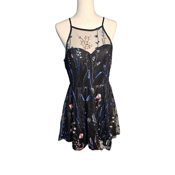 My Michelle Dresses & Skirts - Floral Embroidered Black Dress By My Michelle. Black Fully Embroidered